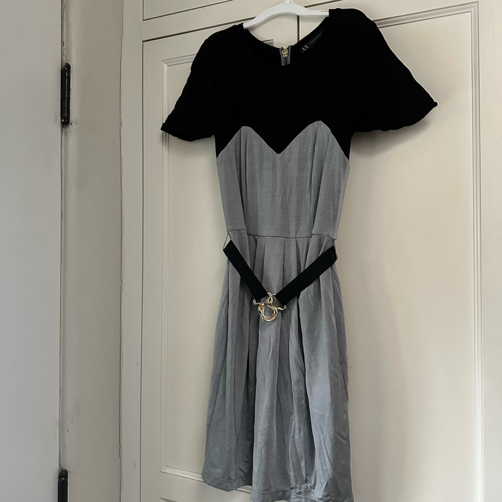 ARMANI exchange dress XS rare mini belt gray black flown bodycon fashion must